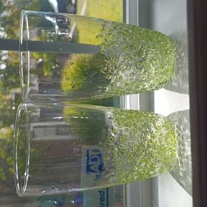 💚Hand blown glasses with Green Glass bumbs